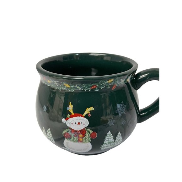 Bath and Body works snowman mug large green Christmas - Picture 1 of 6
